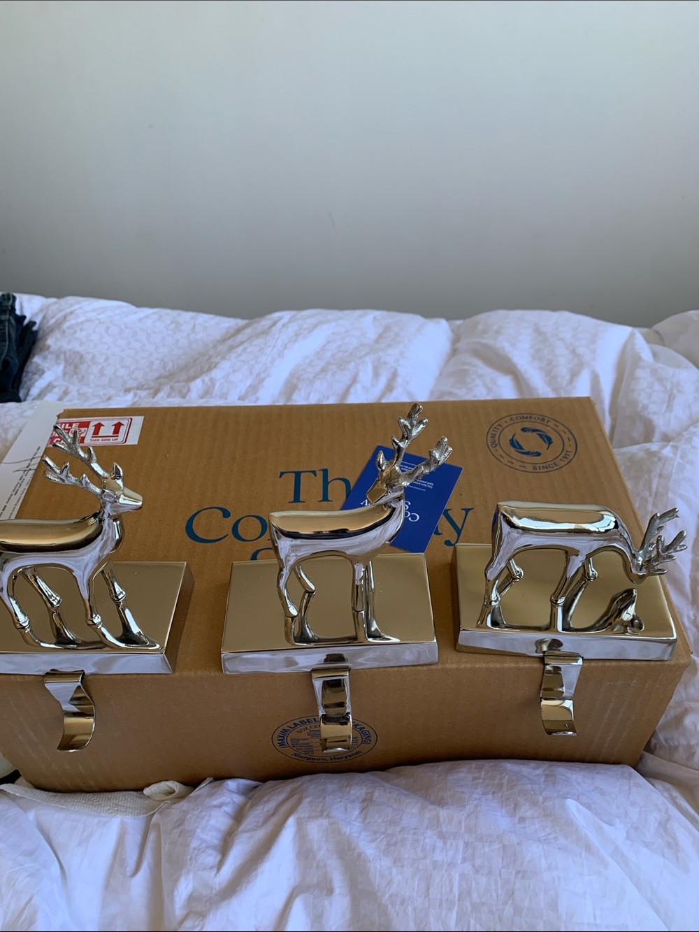 Silver Reindeer Holiday Mantel Hooks by The Company Store